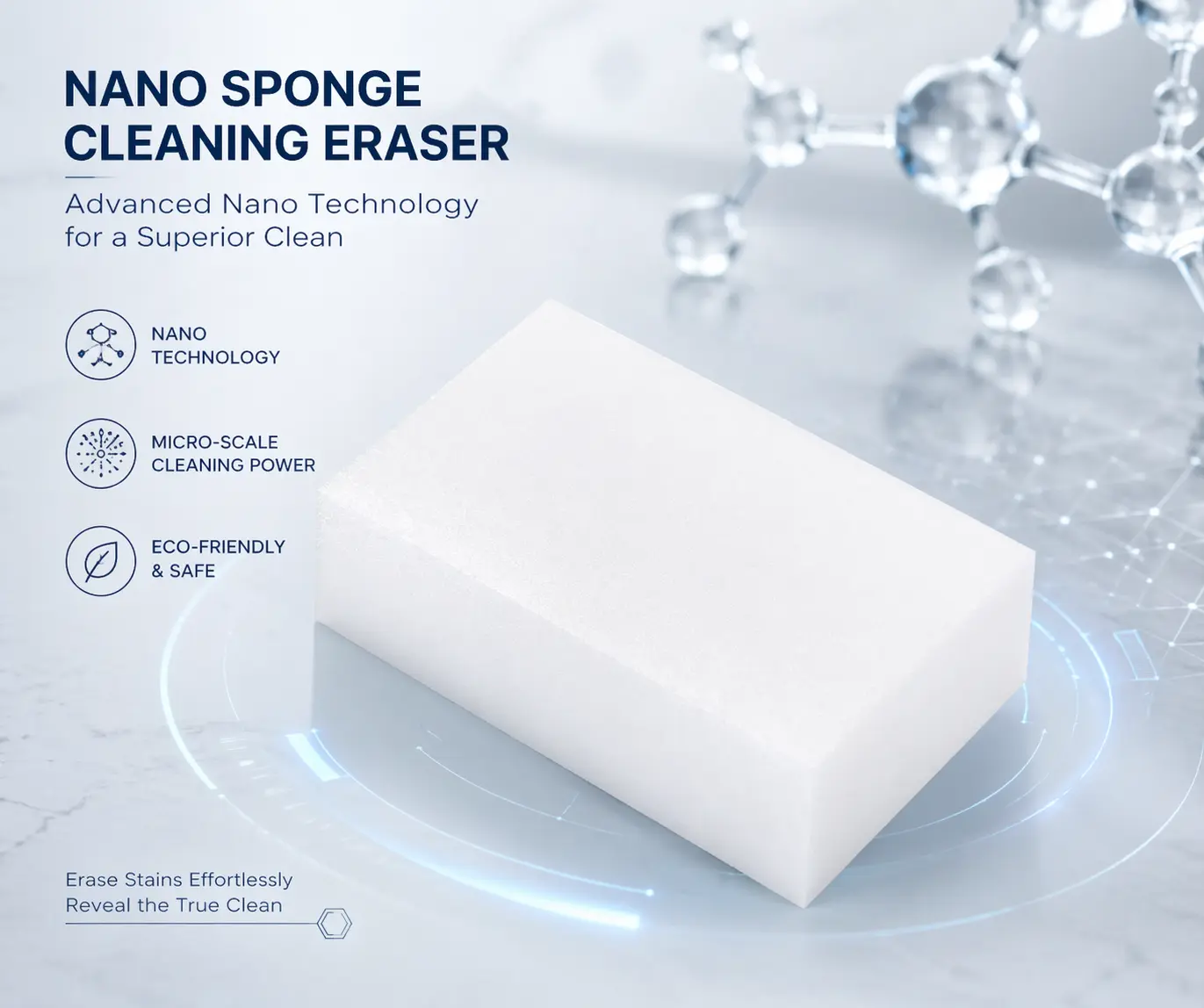 1 Pc Microfiber Cloth Nano Magic Melamine Sponge Eraser - Nano Grit Sponges & Scouring Pads, Water-Activated Multi-Surface Cleaner for Kitchen, Bathroom, Household Stains