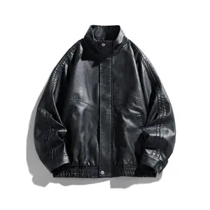 High-Quality Unisex Fashion PU Leather Jacket, Windproof Waterproof Warm Racing Style, Streetwear Patchwork Design, Perfect Gift Idea