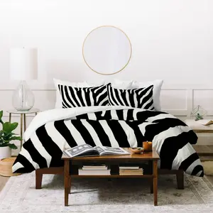 Queen/Full Natalie Baca Zebra Stripes Duvet Set Black/White - Deny Designs: Microfiber, Reversible, 3-Piece Set