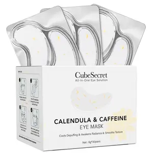 Cubesecret Chamomile Caffeine Hydrating Soothing Eye Mask, Eyelid Care Patch, Unisex, 60 Sheets, Sensitive Skin, Daily Moisturizing Skincare