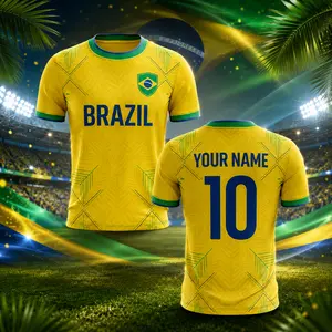 Custom Name and Number Brazil Soccer Jersey, Brazil Football Shirt, Brazillian Shirt, Gift for Him, Fan Gift