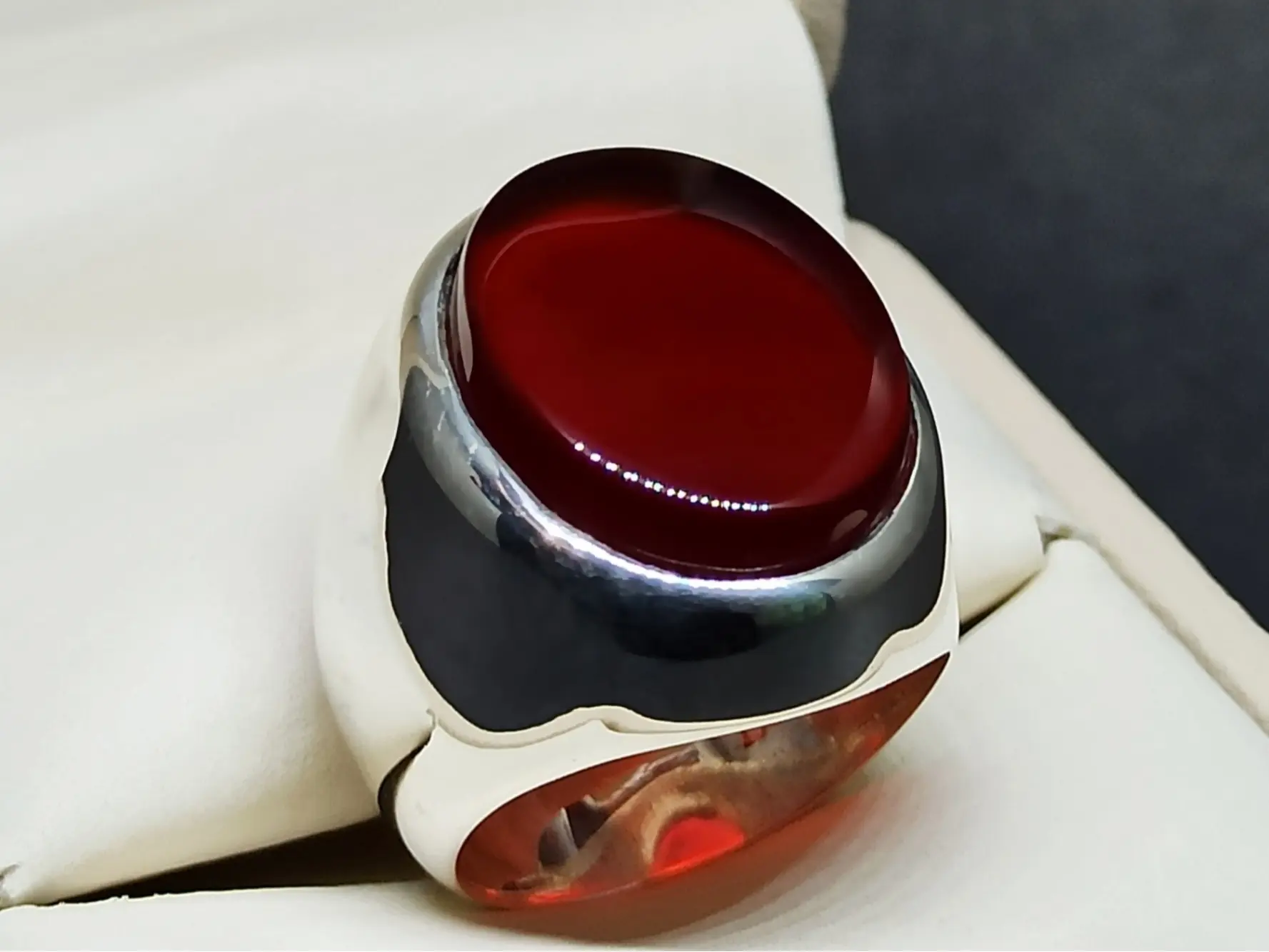 Natural Yemeni Brown Carnelian Sterling Silver 925 Handmade Men's Plain Ring