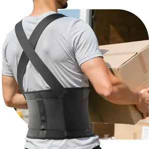 Work Back Brace for Men & Women, Adjustable Lower Back Support Belt with Suspenders, Heavy Duty Lumbar Support for Lifting, Construction, Warehouse Work, Pain Relief Safety Gear for Daily Use