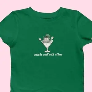 St Patrick's Day shirt for Women, Leprechaun Martini Cocktail Drinks Well With Others shirt St Patty Day Shirt Funny St Paddy Tee
