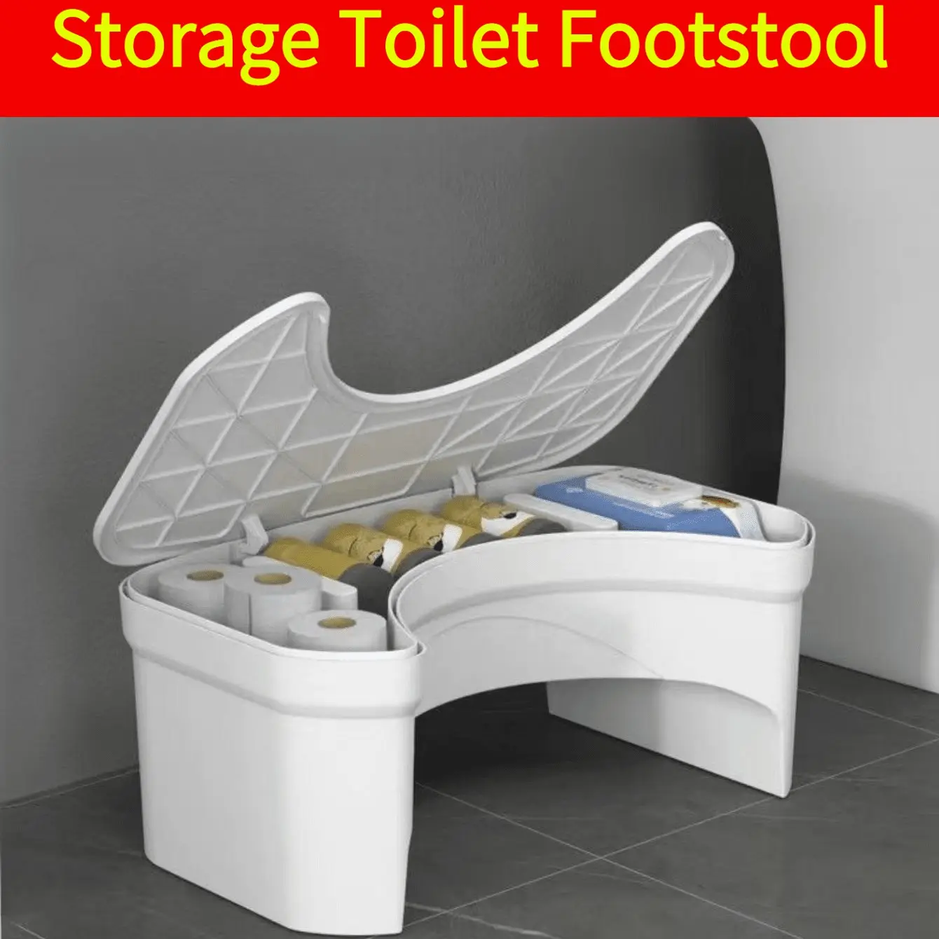 Foldable Toilet Stool, Adult & Child Footrest Seat, Pregnant Women Pedestal, Plastic Thickened Footstool with Storage, Bathroom Squatting Helper, Foot Rest Stools, Stool for Bathroom