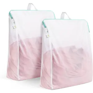 20x24 Inch Laundry Bags Mesh Wash Bags 2 Pack Delicates Bag Lingerie Socks Sweater Washing Machine Mesh Laundry Bags with Handle Hanging for Home Travel Camping White
