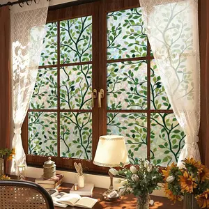 Glam PVC Retro Smooth Rainbow Moon Privacy Static Cling Window Film, Decorative Stained Glass Sticker, Removable No-Spray Application, No Tools Needed, Reusable for Home Bathroom