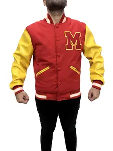MJ Thriller Letterman Faux Leather Varsity Wool Jacket