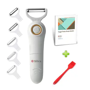 5-in-1 Blade Electric Peeler with Booklet Recipe and Oil Brush Red