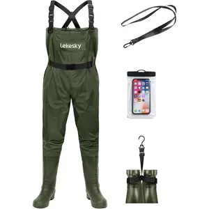 Fly Fishing Chest Waders with Boots for Men Women, US Sizes 5–14, 2-Ply Nylon/PVC Waterproof Waders