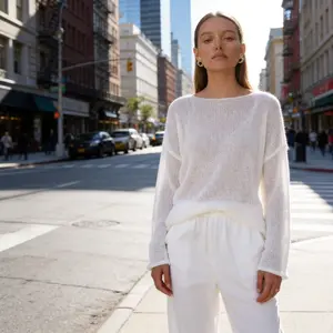 Women’s Hollow Out Knit Sweater – Lightweight Breathable Top, Flare Sleeve, Loose Fit for Spring Summer