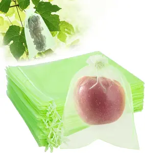 50PCS Fruit Protection Bags with Drawstring, 6x8 Inch Green Organza Produce Bags for Fruit Trees, Mesh Netting for Garden Protection