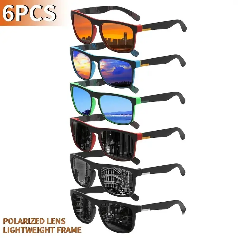 Paleshy 6-Pack HD Polarized Outdoor Sports Glasses for Men, UV400 Protection, Lightweight Comfort Fit for All Face Shapes, Sunglasses for Sports & Everyday Carry Men's Sunglasses, Contemporary Men's Sunglasses