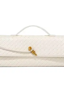 Rectangular Woven Portable Crossbody Bag, PU Leather Bag, Elegant Handheld Design, Versatile Fashion for Streetwear and Travel, Unique Multi-Way Carry Style