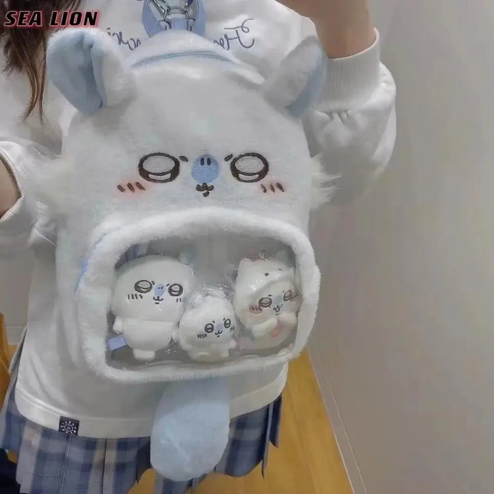 Chiikawas Flying Squirrel Cute Pain Bag DIY High-value Girli Heart Transparent Backpack Kawaii School Bag for Daily Travel Gift