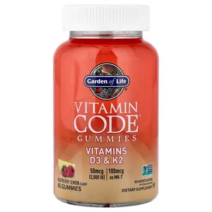 Garden of Life Vitamin Code® Gummies, Vitamins D3 & K2, Raspberry Lemon, 45 Gummies