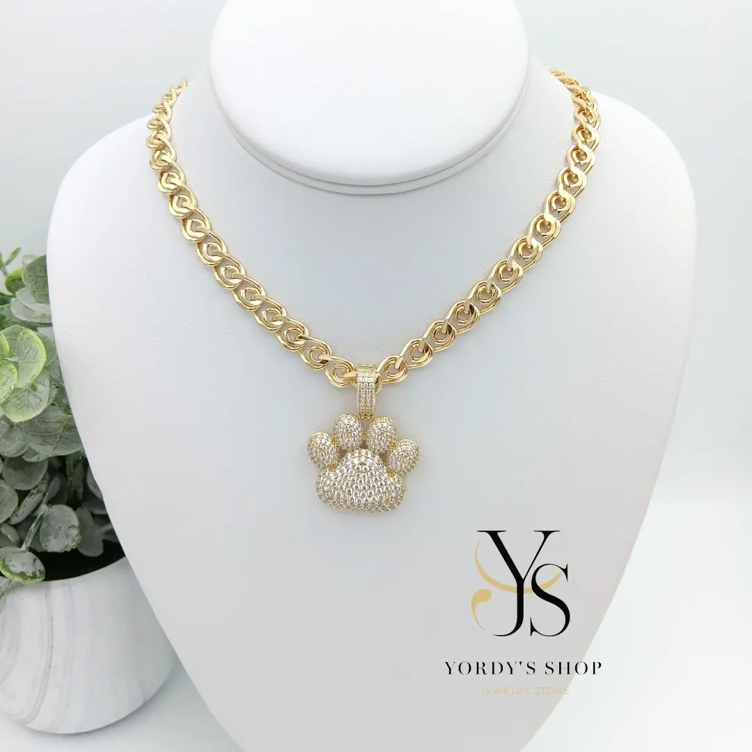 Yordy's Shop Choker with Footprint Pendant Unisex 14k Gold Plated High-Quality Fashion Necklace 18 Inches Long