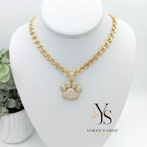 Yordy's Shop Choker with Footprint Pendant Unisex 14k Gold Plated High-Quality Fashion Necklace 18 Inches Long
