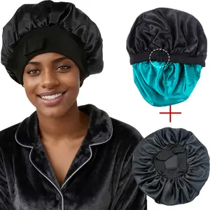 Silk Bonnet for Sleeping Double Layer Satin Bonnet Adjustable Bonnets for Black Women Men Sleep Cap Reversible Hair Bonnet for Curly Hair Buy 1 get 1 free Smooth Lightweight Haircare