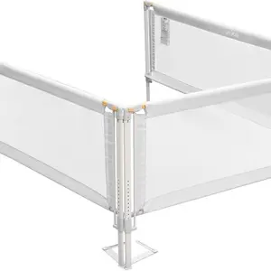 VEVOR 3 Piece Toddler Bed Rail, Kids Beds Guard Rail with Reinforced Iron Pipe and Oxford Cloth, Adjustable Height Bed Side Railing, Portable Guard Bumper Barrier for King Size, 3 Sides, Grey