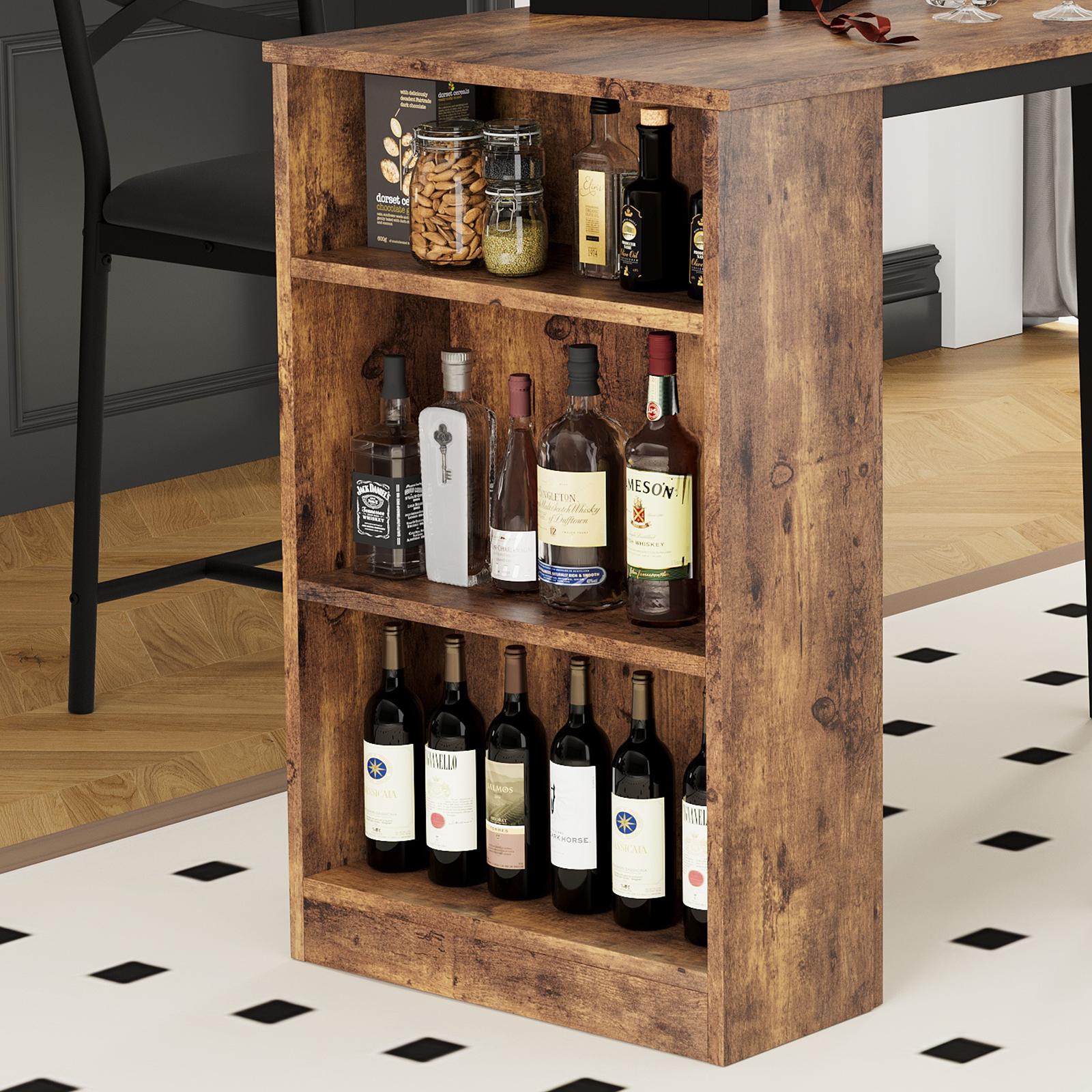 Space-Saving 3-Piece Extendable Bar Table Set, High Top Dining Table with 2 PU Cushion Stools & 3-Tier Storage Shelves, Compact Grey Breakfast Nook for Kitchen, Apartment & Dining Room Space-Saving 3-Piece Extendable Bar Table Set, High Top Dining Table with 2 PU Cushion Stools & 3-Tier Storage Shelves, Compact Grey Breakfast Nook for Kitchen, Apartment & Dining Room