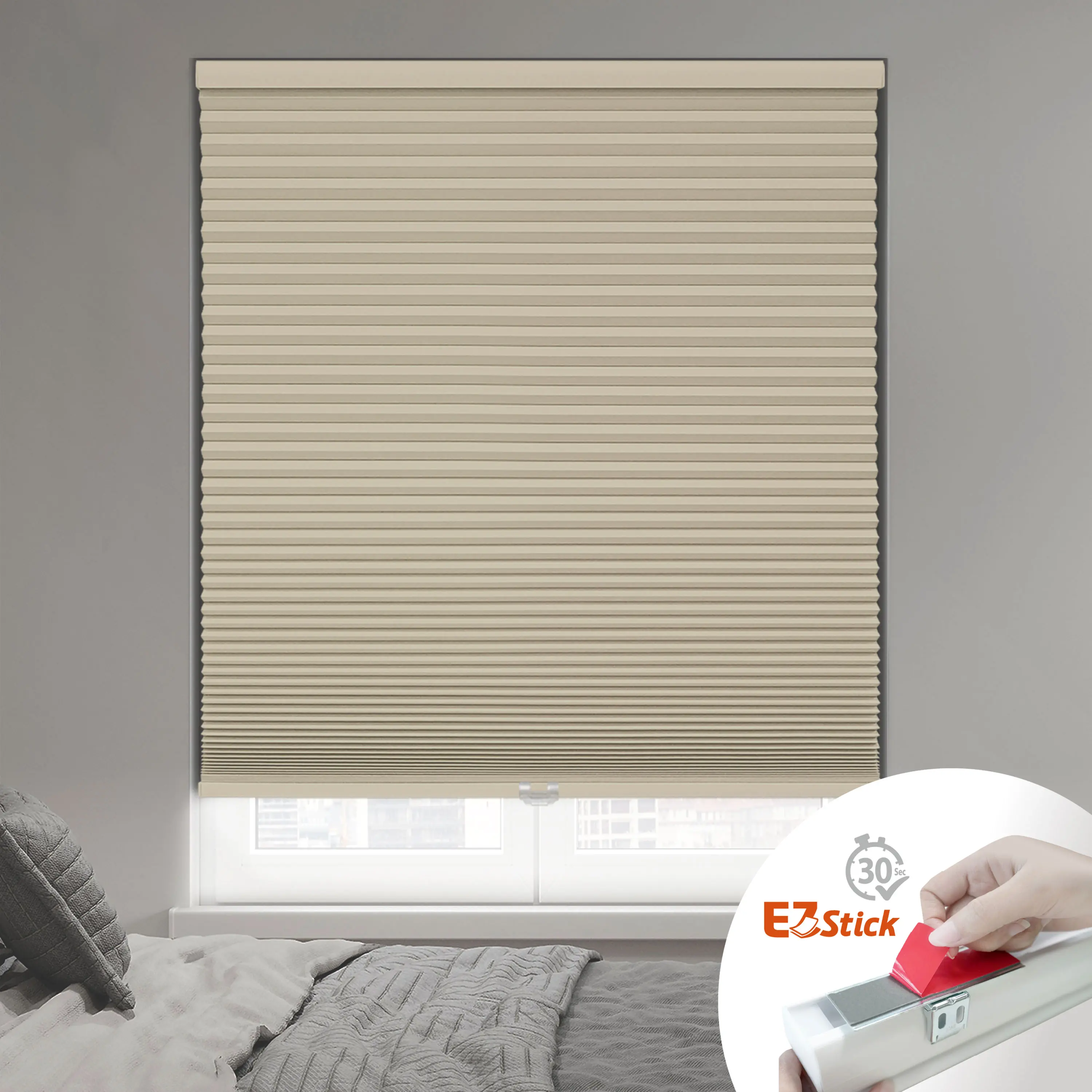 Regal Living EZ Stick 1.5 inch Blackout No Tool Cellular Shade- 48" Drop