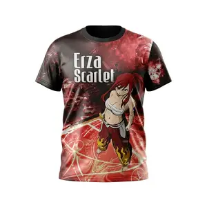 Fairy Tail Erza Scarlet 3D T-Shirt – Anime Character Graphic Tee, Armored Sword Warrior Shirt for Men Women Unisex S–3XL