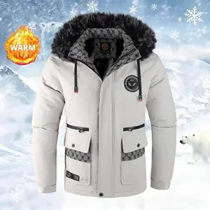 Men's Comfortable Fleece-Lined Hooded Jacket Cotton Coat Thick Warm Winter Snow Ski Riding Machine Washable Multiple Colors Available Cold Weather Insulated Jacket(Raincoats)