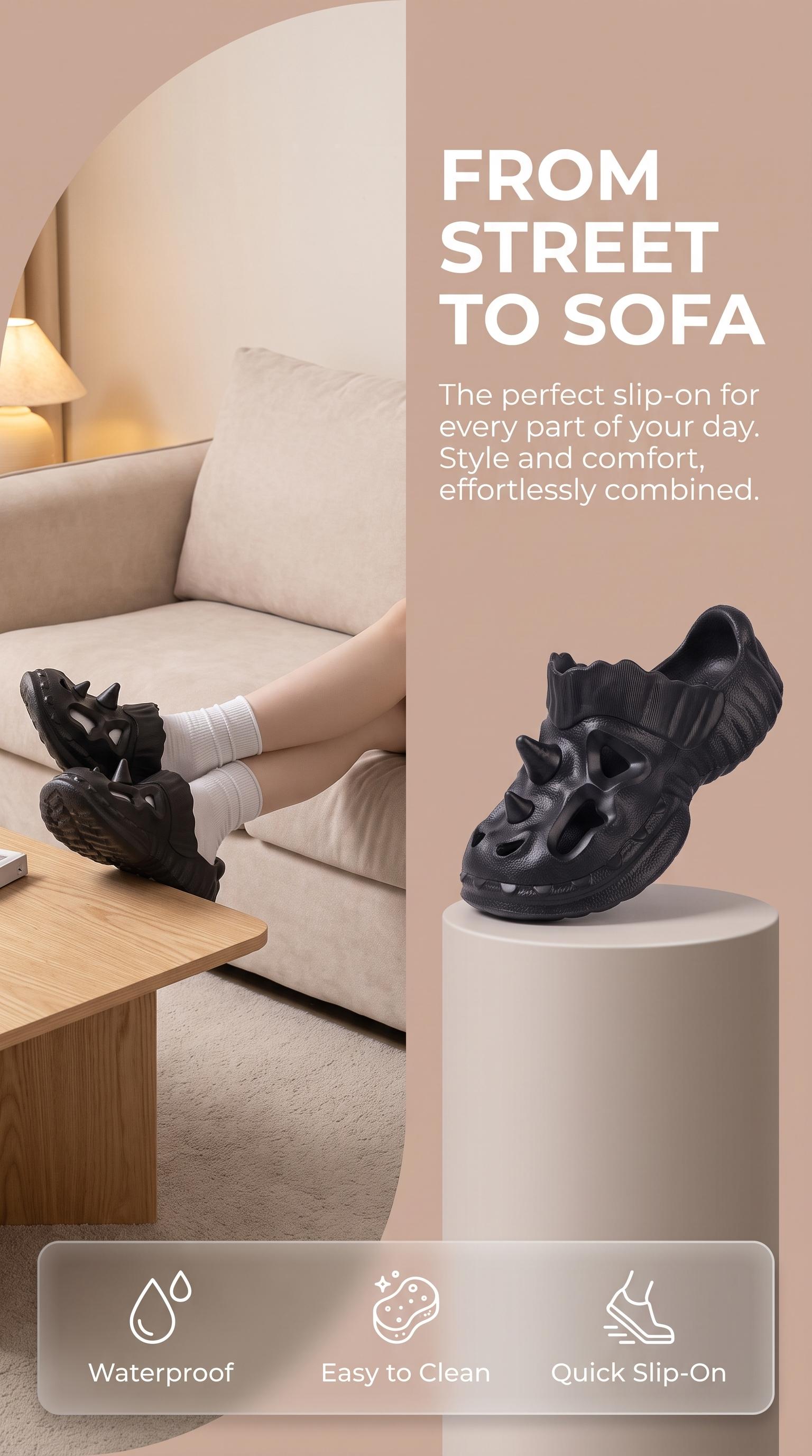 Women’s Chic EVA Foam Clogs with Chic Look - Arch Support, Cloud-Like High-Rebound Thick Flat Sole, Hollow Breathable Design, Non-Slip Waterproof Slippers for Indoor, Outdoor Use