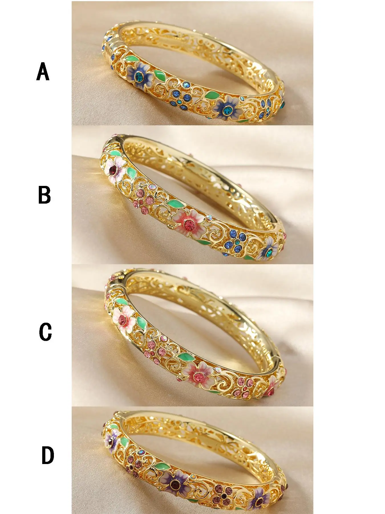 Random Flower Design Cuff Bangle, 2024 New Style Fashionable Jewelry for Women for Party, Daily Clothing Decor, Trendy All-match & Exquisite Jewelry f