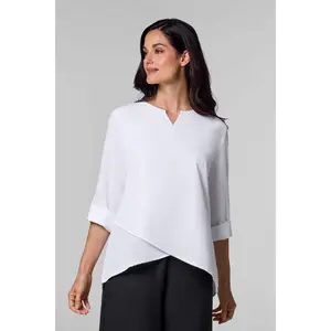 Women's Santa Barbara Tunic Top with Roll-Up Sleeves | White