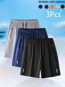 Men's Plus Size Ice Silk Gym Shorts, Workout Impact Shorts, Outdoor Fitness Running Casual Quick Dry Half-Length Pants, Comfortable and Breathable