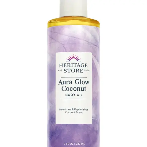 HERITAGE STORE Heritage Aura Glow Body Oil - Coconut Musk Scented, Aroma-Infused Body Care with Rich Nourishing Oils, Lanolin, Quickly Absorbed Moisturizer for Smooth, Soft, Radiant Skin (Daily Selfcare)