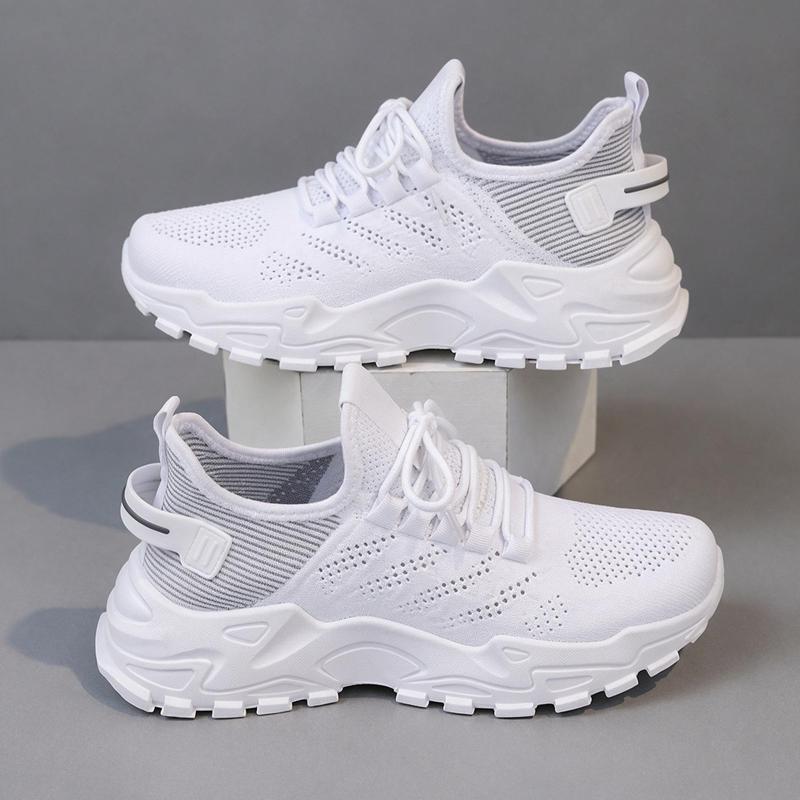 Women's All-Season Breathable Casual Walking Shoes - Flyknit Mesh Lightweight Sneakers, Thick Anti-Slip Shock-Absorbing Sole, Ergonomic Trainers for Work, Commute & Leisure