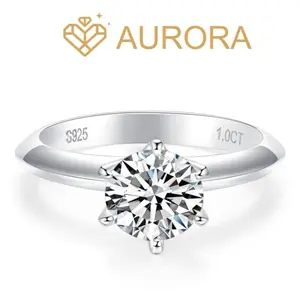 【#58 Rose】Moissanite rings with 925 Sterling Silver Synthetic Moissanite