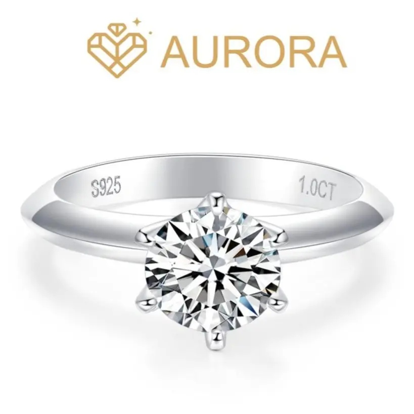 【#58 Rose】Moissanite rings with 925 Sterling Silver Synthetic Moissanite