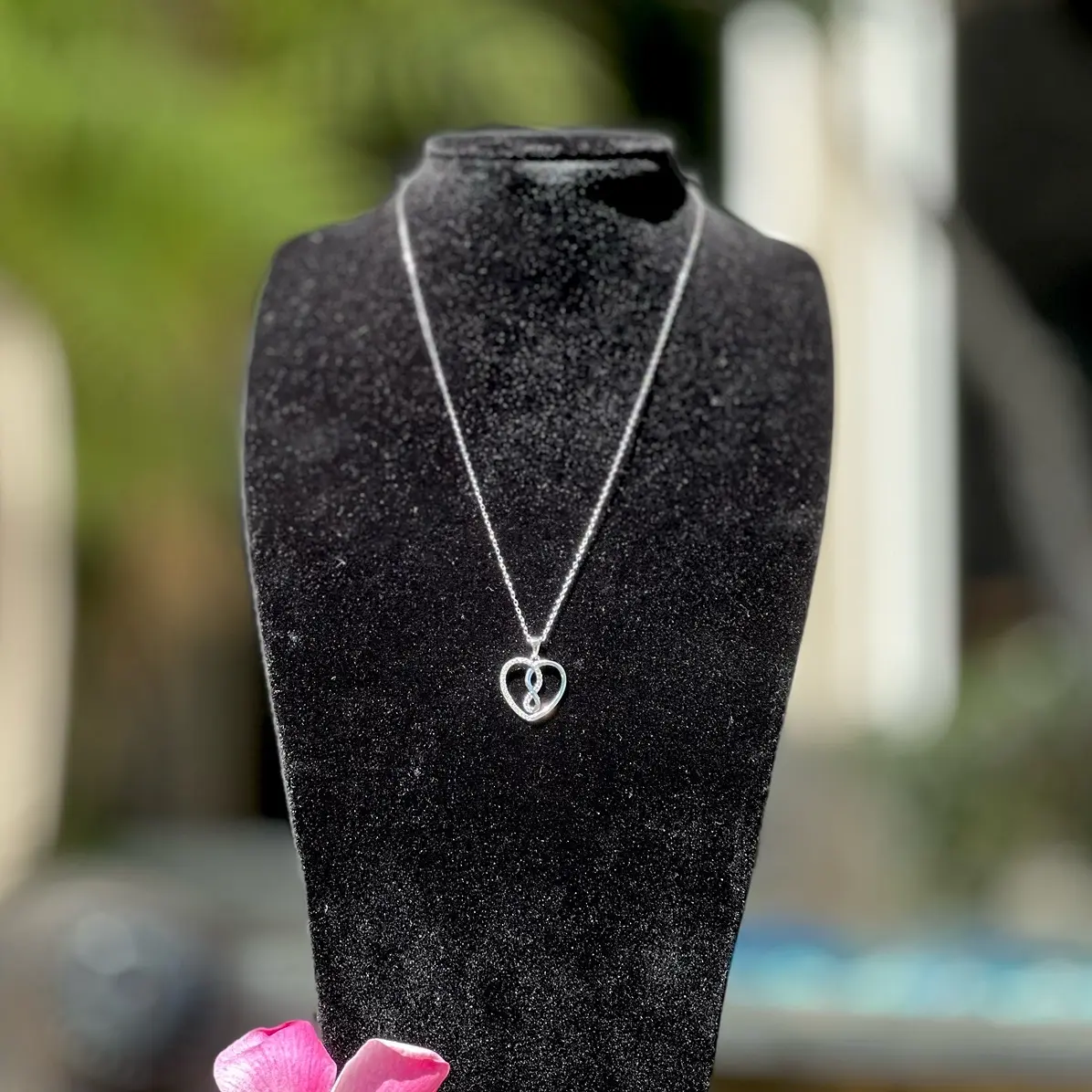 Silver Infinity Heart Necklace - 925 Sterling Silver - Rhodium Plated and CZ Diamonds Pendant - Perfect Gift - Elegant, Trendy Design