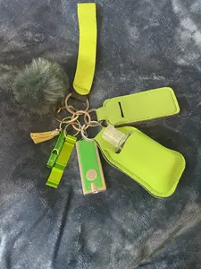 Safety Key Chain Set Green, Fashionable Keychain & Phone Chain & Wristband, Trendy Exquisite Accessories for Women