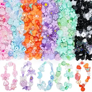 240Gram Kawaii Bead Assortment for Bracelet Making - The Perfect Christmas Gift for Girls! Mixed Sizes & 6 Colors with Cute Charms, DIY Beading Accessories, Soothing DIY Jewelry Kit to Satisfy Her Girly Heart