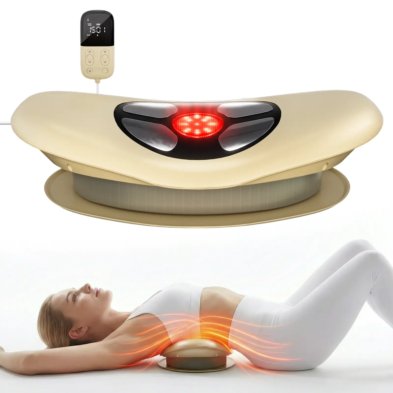 5-in-1 Smart Lumbar Traction Massager with Heat Therapy and EMS Functions—Relieves Lower Back Pain; Air-Cushion Stretcher for Sciatica and Muscle Fatigue; Ideal Gift for Parents relaxer neck
