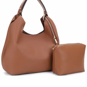 Bolsas - Brown Leather Handbag & Matching Pouch Set for Everyday Use