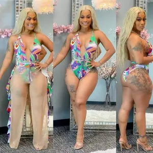 Two Piece Bikini Set for Women Vibrant Colorful Design with High Slit and Tie Waist Features