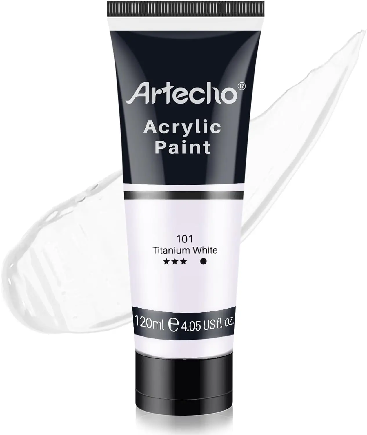 Artecho White Acrylic Paint, Titanium White Paint (120ml / 4.05oz) Tubes, Art Craft Paints for Canvas Painting, Rock, Stone, Wood, Fabric, Art Supplies acrylic paint