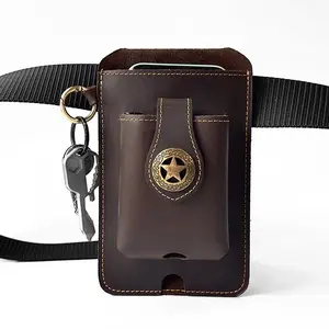 Men's Genuine Leather Waist Bag with Phone Pocket Stylish Men's Belt Bag, Phone Bag for Men, Belt Bag for Men High Quality, Holster Bag, Mens Waist Bag, Cell Phone Bag, Work Accessories, Outdoor Gear, Sleek Accessory Rugged Design