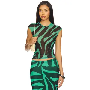 AFRM Nina Top in Green Zebra
