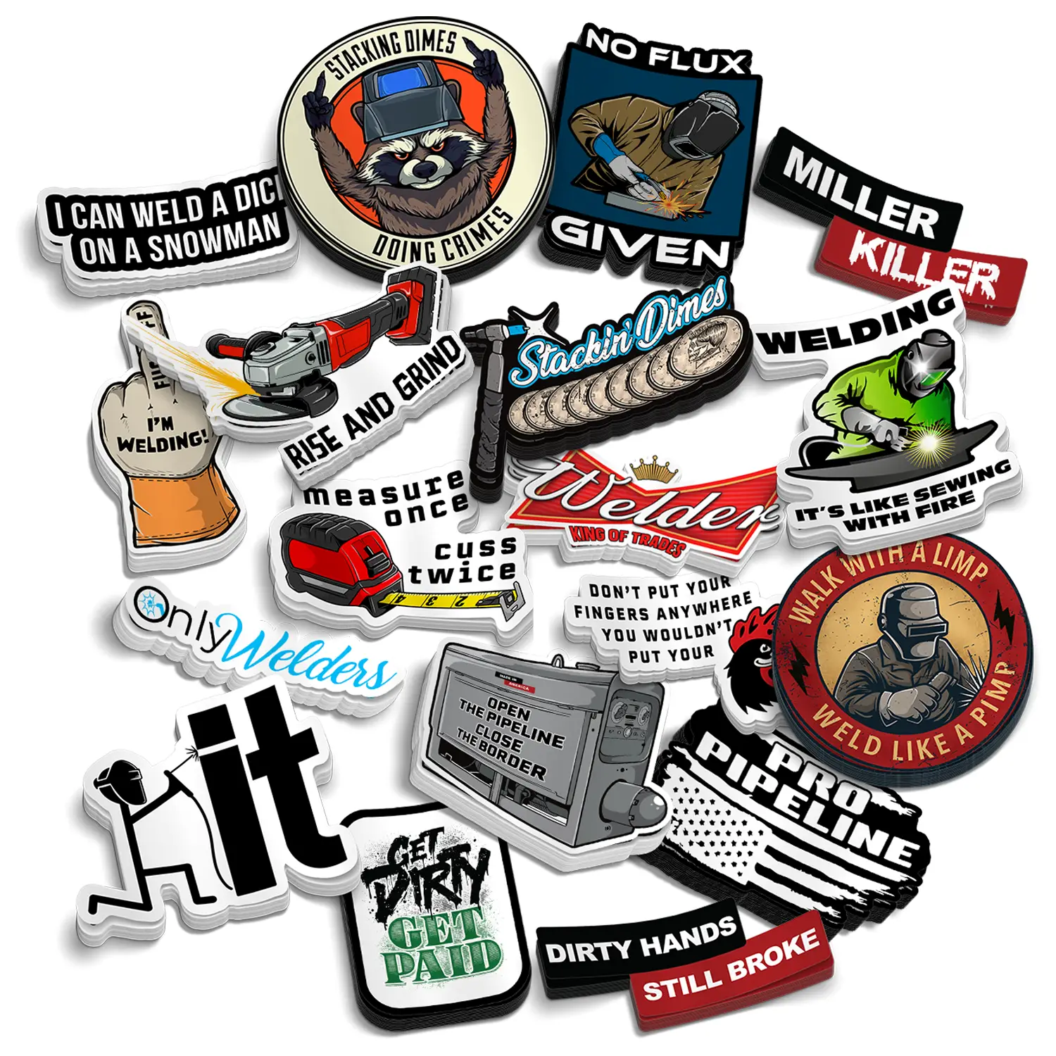 Welders Best Sellers Sticker Pack - Heavy Duty Water and UV Resistant 6mil Vinyl