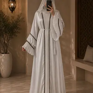 #1 Dubai Luxury  Open Abaya Set | Pleated Sleeves | Matching Hijab | Modest Islamic Wear