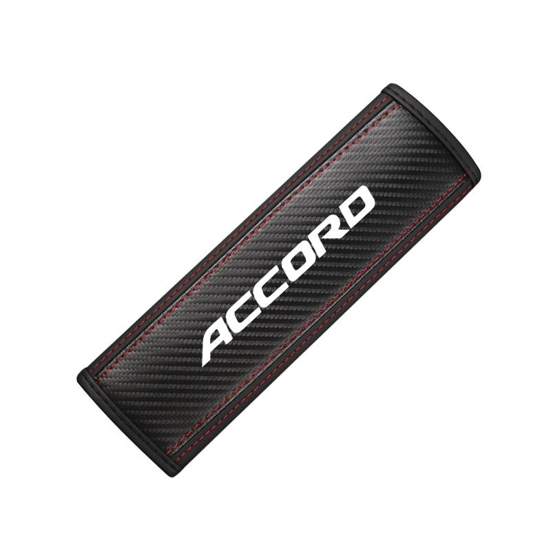 Honda Accord Seat Belt Shoulder Cover, PU Leather & Carbon Fiber Stripes, Enhances Driving Comfort, Available in 1pc/2pcs, Car Interior Accessory