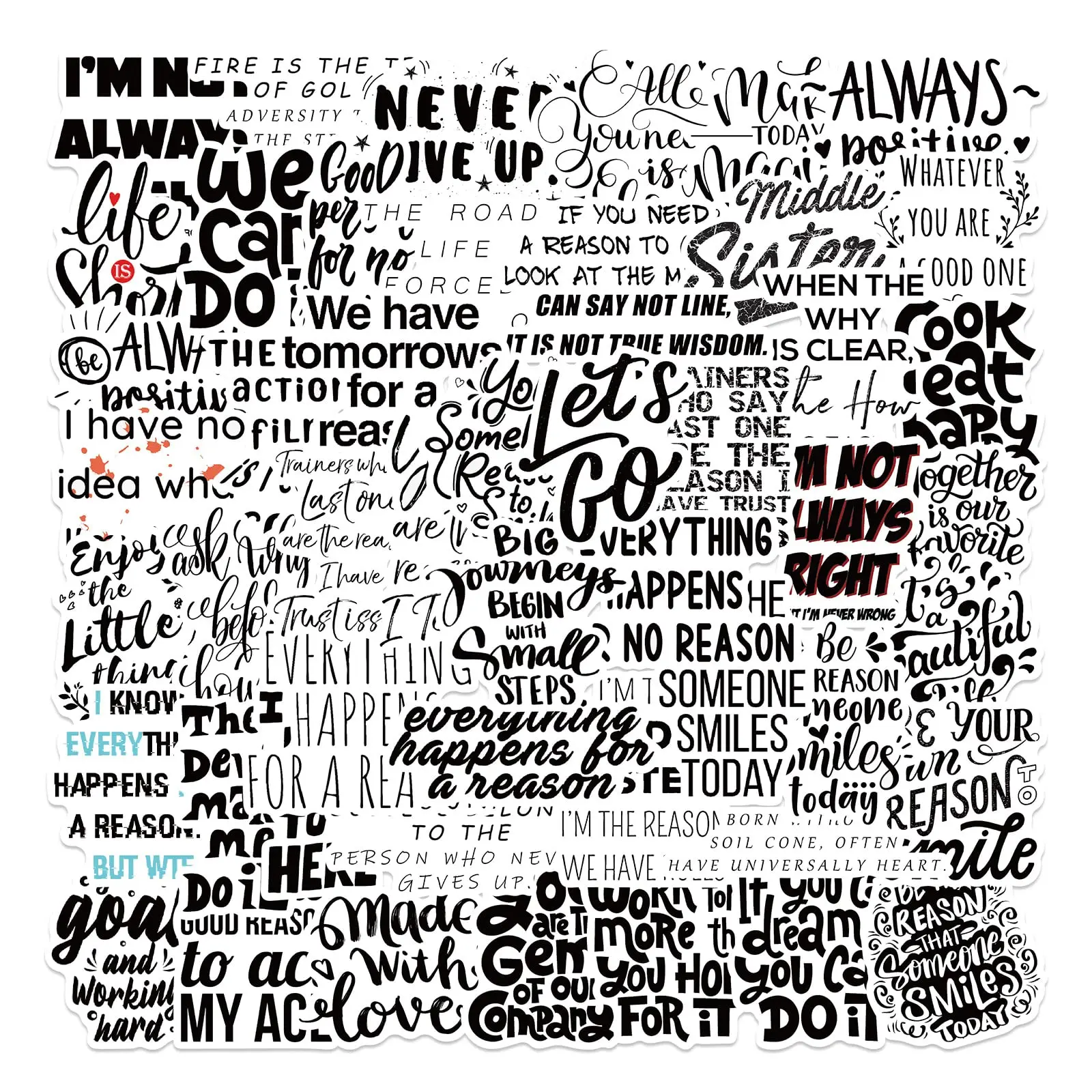 50Pcs Inspirational Motivational Quote Stickers, Shiny Vinyl Positive Encouraging Decals for Teens Adults Teachers | Vision Board, Scrapbook, Journal, Water Bottle & Laptop Supplies