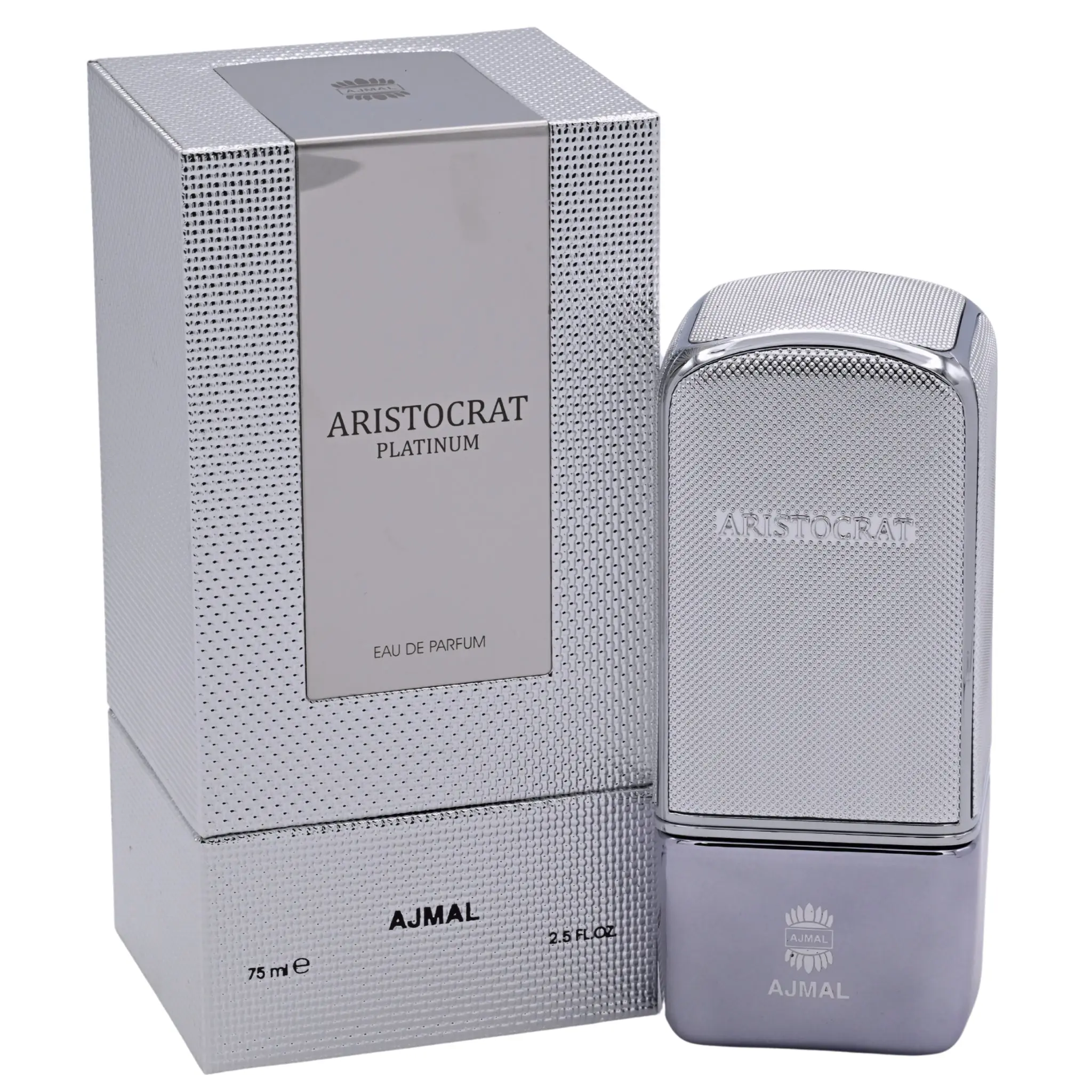 Ajmal Aristocrat Platinum Eau de Parfum for Men - Cashmere Almond Musk Skin Scent, Exotic Spices Signature Scent, 2.5 fl oz Men's Fragrance, Cashmere Almond Musk Skin Scent Men's Fragrance